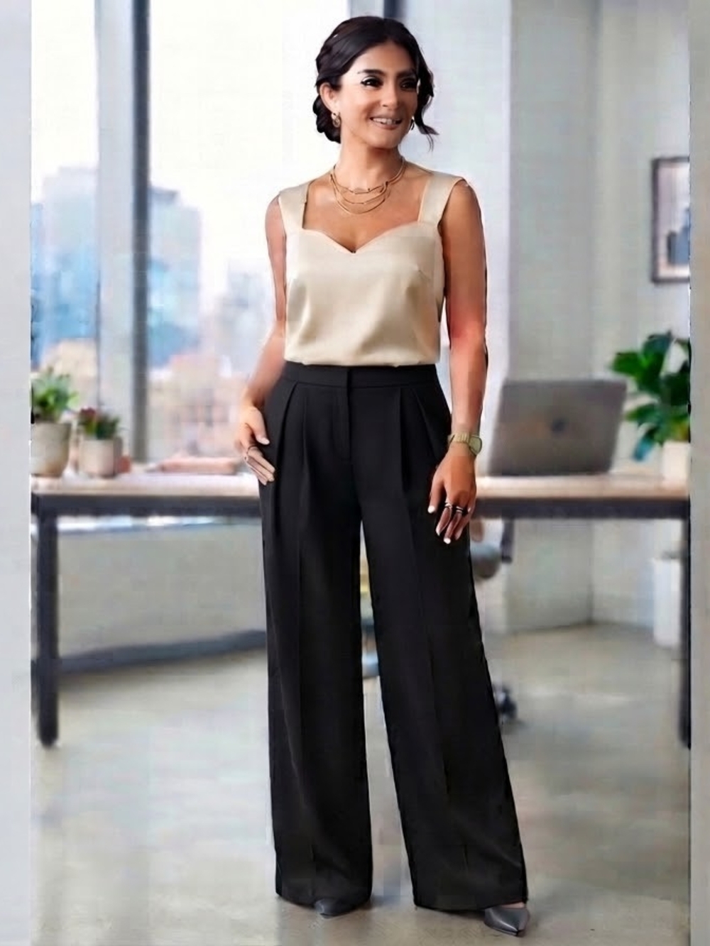 French Connection Black Elastic Waist Dress Pants Sz S